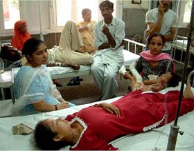 One of the injured receives treatment at the Bathinda Civil Hospital
