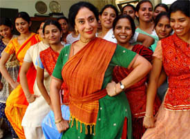 Sharon Lowen instructs GCG-11 girls in Odissi and Chhau