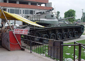 The War trophy Patton tank, that is going to be shifted, is a picture of neglect 