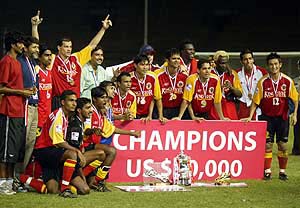 The East Bengal team who made history by winning the ASEAN Football Club Championship in Jakarta