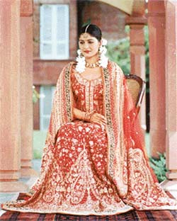 Bridal splendour: Fairer skins can carry off reds and purples
