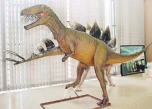 Models adorn the floor in the dinosaur gallery of the Chandigarh museum