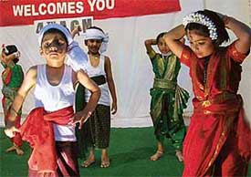 Children dance at a function organised by the Malayalee Samajam at SAS Nagar