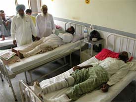 Two injured Dalits of Bhaini Arora village  Darbara Singh and Bharpur Singh  in Civil Hospital