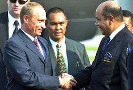 Russian President Vladimir Putin meets Malaysian Foreign Minister