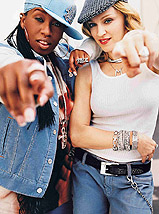 Madonna and Missy Elliott appear in an advertising campaign for Gap Clothing Stores 