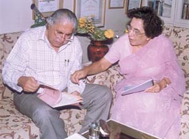 DPS Society chairman Narendra Kumar and principal Shyama Chona working out the details of the first World Cup Cricket Tournament for Schools