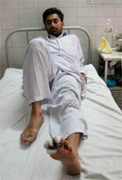 Satnam Singh, who was admitted to Civil Hospital with a bullet injury on his foot