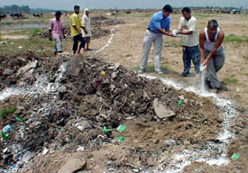 Following protests by residents of Dadu Majra village, the Chandigarh Administration started work