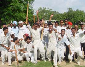 The PAU Model Senior Secondary School team which won the final in the Inter-School  Cricket Tournament 