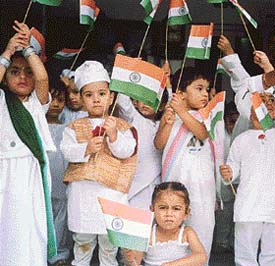 Students of Little Blossom Nursery School celebrate Independence Day