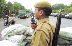 A police post at Bahadur Shah Zafar Marg, which will be sealed before the I-Day function.