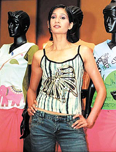 A model strikes a pose at the Compassion in Fashion exhibition, organised by the People for Animals, in the Capital on Friday.