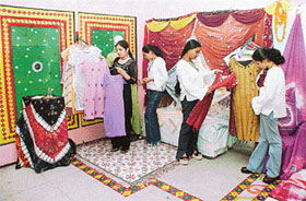 Students of the NIFD, Phase VII, display their works in an exhibition in SAS Nagar on Saturday