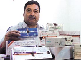 A rich haul of fake drugs, recovered from Mahesh Kumar Goswami, at Nizzamudin