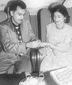 Ish Bajaj and Poonam Thapar exchange rings at their engagement ceremony