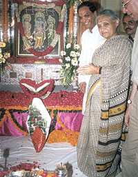 Delhi Chief Minister Sheila Dikshit at the Bhoomi Poojan of Sri Dharmic Lal Leela Committee in the Capital on Sunday