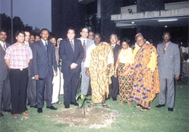 Union Minister of State for External Affairs Vinod Khanna with Ghana Deputy Foreign Affairs Minister Akwasi Osei-Adjei at the release of the first edition of the annual busness magazine