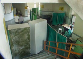 A corridor of the Civil Hospital, Khanna, functions as an emergency ward