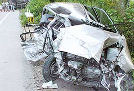 The mangled remains of Prof R. S. Prasads car