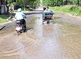 Condition of one of the roads in the Industrial Area, Phase II, Chandigarh, which is awaiting repairs for the past many years