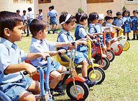 Tiny tots of The Gurukul, Sector 20, Panchkula, assemble to participate in a three-day sports festival