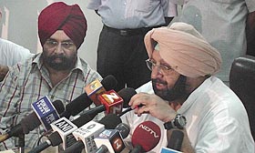 Punjab Chief Minister Amarinder Singh addresses a Press conference on Centre-State relations in Chandigarh on Thursday
