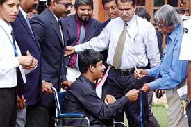 President A. P. J. Abdul Kalam interacts with the successful athletes of who participated at the Special Olympics 2003