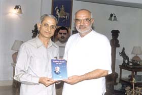 Union Labour Minister Sahib Singh Verma releasing Dr Brij Bhushan Goels book on nature cure