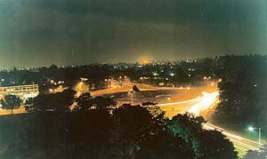 The city shines bright at night