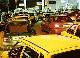 Petrol stations in the city witnessed a heavy rush on Sunday after the government announced to raise prices of petrol and diesal by over Rs 2 per litre.