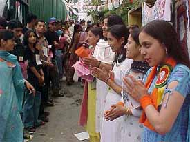 Girls canvass on the eve of students bodies elections at RKMV College in Shimla 