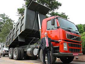 Volvo India Ulfnordqvist MD at the launch of the companies high efficiency heavy trucks