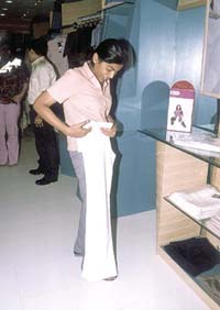 A customer at Natalia's new store in the Capital.
