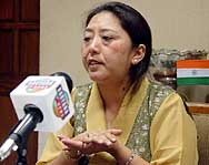 Deputy Speaker of Tibetan Parliament-in-exile Dolma Gyari delivers a talk on Indo-China Relations and Tibetan Identity in Ambala