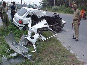 This is what remains of the car driven by Jugraj Singh