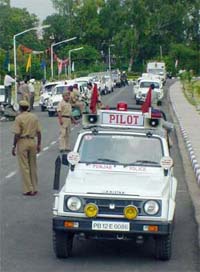 A security drill being conducted on the eve of the visit of Dr A.P.J. Abdul Kalam
