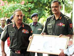 Army Chief Engineer Lt Gen Hari Uniyal and Kolkata Zone's Chief Engineer Brigadier Jitendra Dixit jointly hold the prestigious ISO 9001-2000 certification