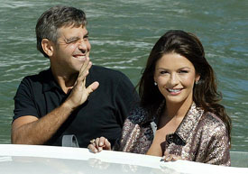 Catherine Zeta-Jones and George Clooney arrive at the Venice Film Festival 
