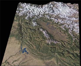 A satellite image of Kashmir