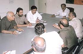 BJP president Venkaiah Naidu discussing the poll strategy