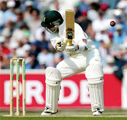 South Africas Herschelle Gibbs is struck by a ball from Englands Steve Harmison during the fifth Test