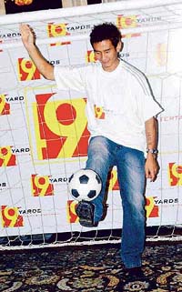 Indian soccer superstar Baicung Bhutia launches a Website, www.9yards.com in Mumbai last week. 