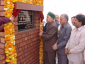Himachal Pradesh Chief Minister Virbhadra Singh unveils the foundation stone, laid to restore the architectural marvel of the historic Gaiety Theater