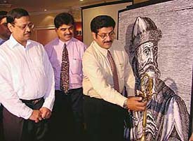 An officer-bearer of the Offset Printers Association inaugurates the Gutenberg festival in Ludhiana on Sunday