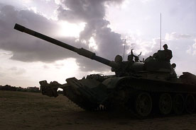 An Indian Army tank takes part at a display in Ahmedabad 