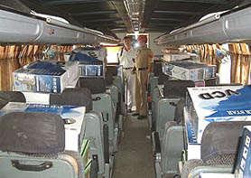The electronic goods that were seized from a bus in Amritsar on Thursday.
