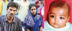 Nand Lal and his wife Promila, migrant labourers from UP, whose 10-month-old daughter, Jyoti (right) went missing from the General Hospital