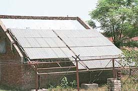 The solar streetlighting system installed at Chhat village, near Zirakpur, that has been non-functional for the past over one year