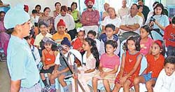 An elocution competition in progress at Rai School, Sector 48, in Chandigarh on Sunday.